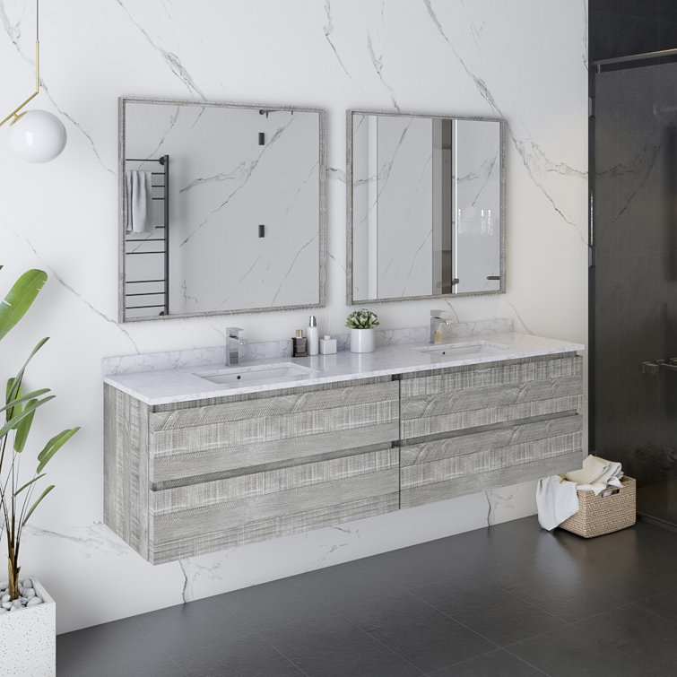 Fresca Formosa 72" WallMounted Double Bathroom Vanity Set with Mirror Wayfair